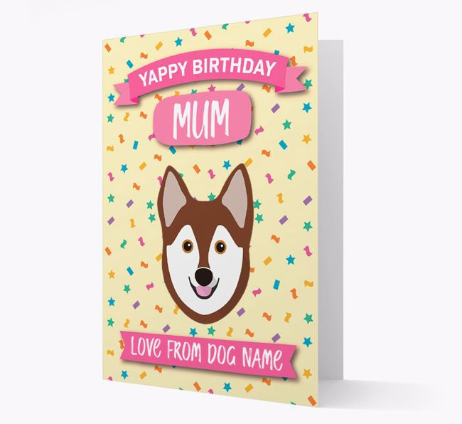 Personalised Card 'Yappy Birthday Mum' with {breedCommonName} Icon